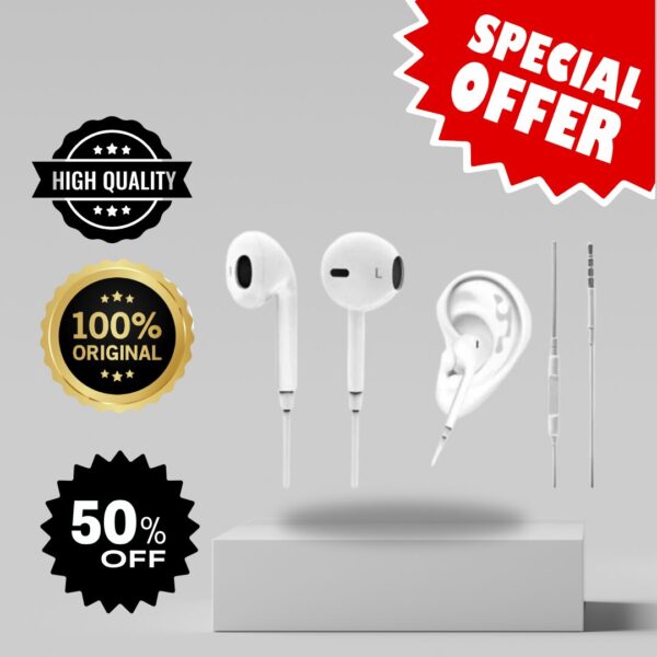 📢 Gionee Handsfree (Original) – Powerful Bass, Crystal Clear Sound | White 50% OFF